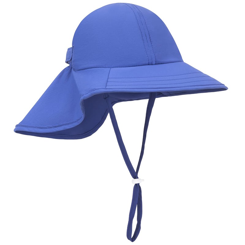 Zelda Matilda Sunhat Infant Toddler & Kids Summer Water Flap Baby Swim hat UPF 50 Boy & Girl Beach (US, Age, 0 Months, 6 Months, Royal Blue) - Image 1